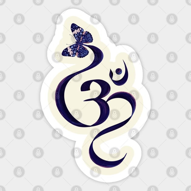 OM symbol and Butterfly - watercolor Sticker by Nartissima